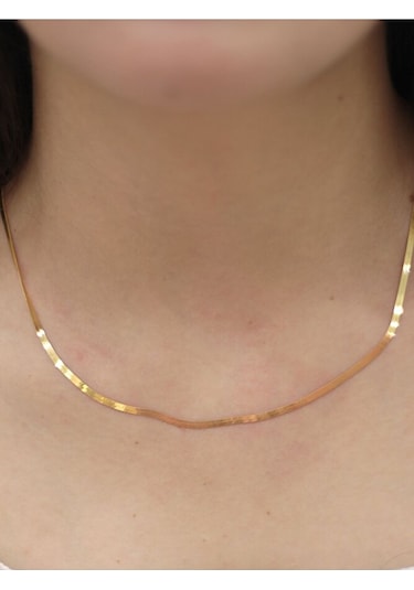 14 Ayar Altın İtalyan Yassı Ezme Kolye Sarı