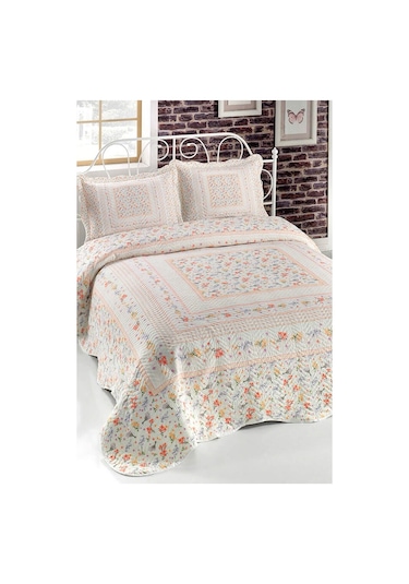 Örtüm Silvia Çift Kişilik Kapitone Yatak Örtüsü Takımı - Turuncu