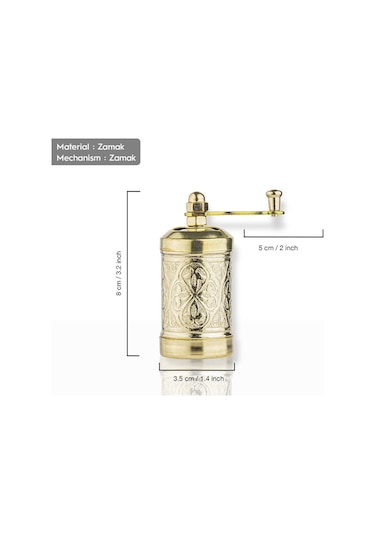 Sarı Zamak Karabiber El Değirmeni Öğütücü Grinder 8 Cm Sarı