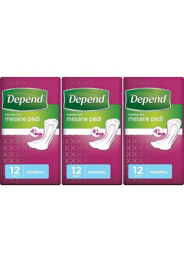 Depend Kadın Mesane Pedi Normal 3 x 12'Li