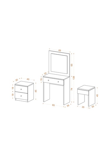 Decormet Nice Makyaj Masası Travertine Safir Meşe