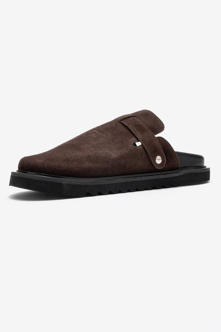 Vesta Kahverengi Süet Tokalı Hakiki Deri Kadın Burnu Kapalı Terlik Kahverengi