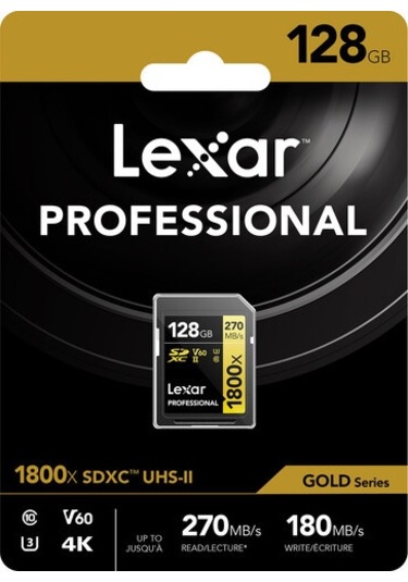 Lexar Gold Series 1800x 128 GB SDXC Class 10 UHS-II Hafıza Kartı
