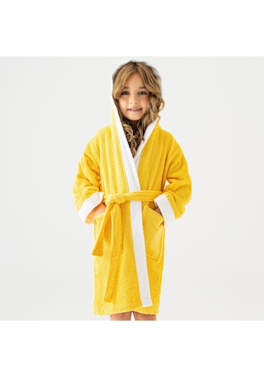 Soley Pueri %100 Pamuklu Unisex Çocuk Bornozu Sarı