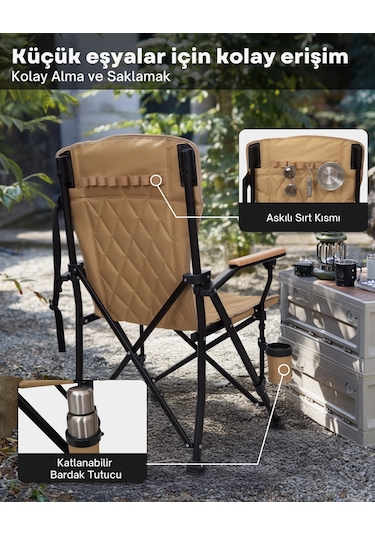 Kingcamp Polar Comfort Plus Ultra Konforlu Katlanır Kamp Sandalyesi Khaki Haki