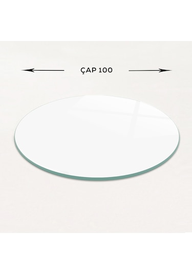 Masa Camı Ekvator Düz Renk - Beyaz Çap100cm
