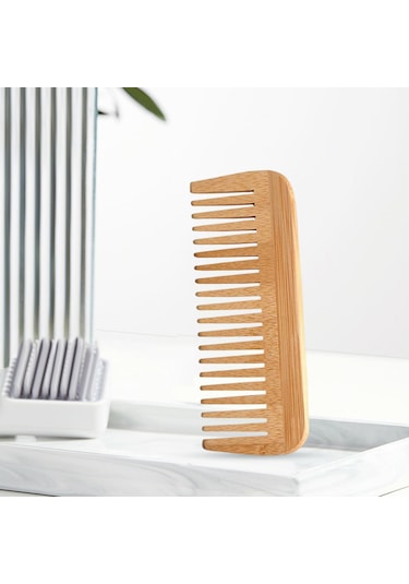 Suntek Bambu Saç Tarağı Geniş Diş Dolaşık Açıcı Tarak