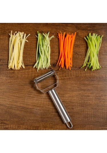 Createtech Mutfak İçin Paslanmaz Çelik Sebze Julienne Soyucu, Çift Taraflı Bıçaklı Kesici, Sandviç Peyniri Ve Sosis Dilimleyici Şeffaf