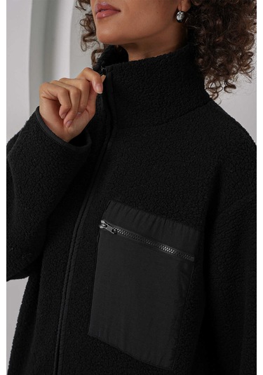 Gabria Fermuarlı Tek Cep Hırka Siyah