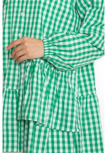 Ekose Yeşil Tunik Çok Renkli