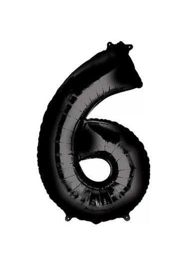 6 Yaş Siyah Folyo Balon 34 Inc 76 Cm Tüm Yaşlar