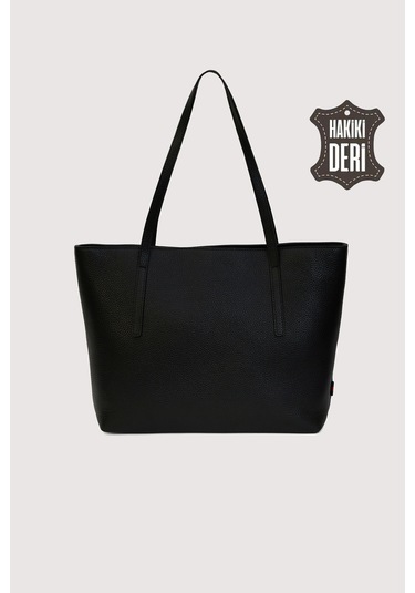 Hakiki Deri Kadın Omuz Çantası Siyah Smr6425 Siyah
