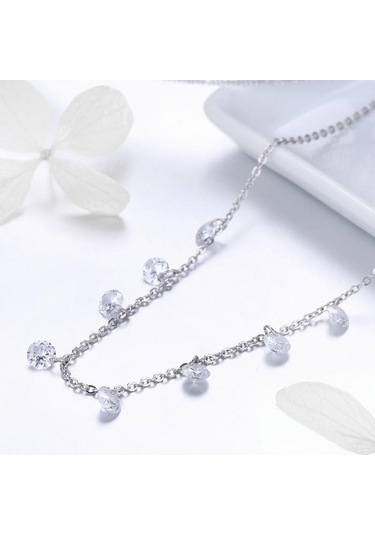 Gümüş Bamoer Gerçek 925 Ayar Gümüş Göz Kamaştırıcı Kübik Zirkon Yuvarlak Daire Cz Kolye Kolye Scn299