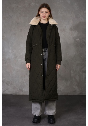 AYMERAVM - Kapşonlu Uzun Kadın Şişme Kaban - POD0413GA