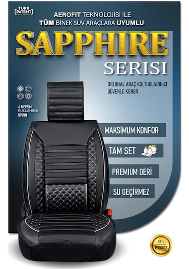 Volkswagen Jetta Mk 5 2005-2010 Oto Koltuk Kılıfı Ön Arka Set Siyah Beyaz Plus Serisi Scr