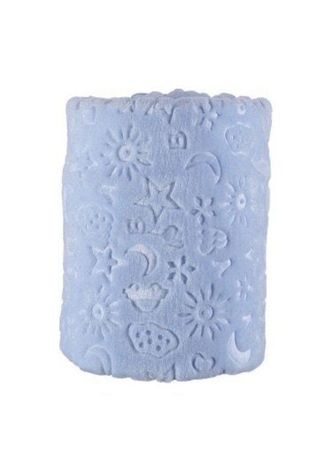 Mavi Bebek Çocuk Battaniyesi Kabartmalı Yumuşak İnce Mevsimlik 90 x 110 CM Örtü Mavi