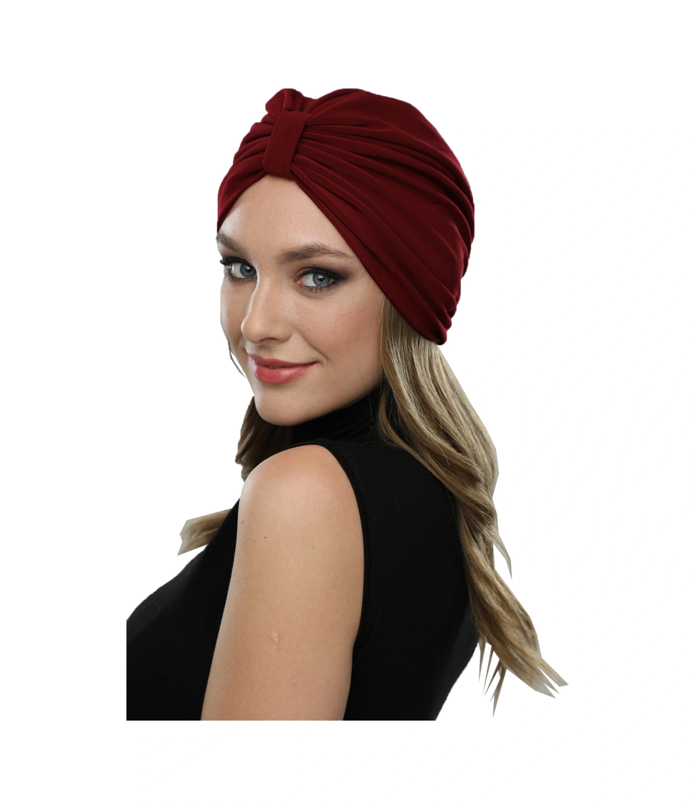 Kelebek Astarlı Bordo Hazır Türban Tesettür Havuz Bonesi Bordo