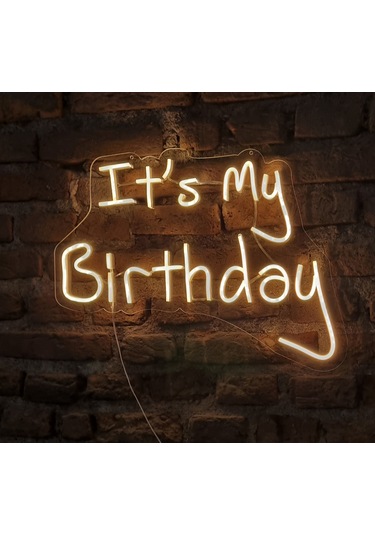 İt's My Birthday Yazılı Neon Led Duvar Aydınlatması