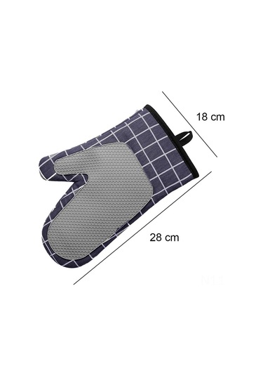 Padalink 18x28cm Silikon Isıl Yalıtım Eldiveni, Yorganlu Pamuk Fırın Eldiveni Çifti, Kaymazsız, Fırın-mikrodalga-grill Uygun, Mavi-gri-siyah Renk Seçeneği Diğer