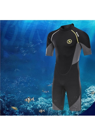 Suntek Erkekler 1.5mm Wetsuit Shorty Mayo Geri Dalış Için L Siyah