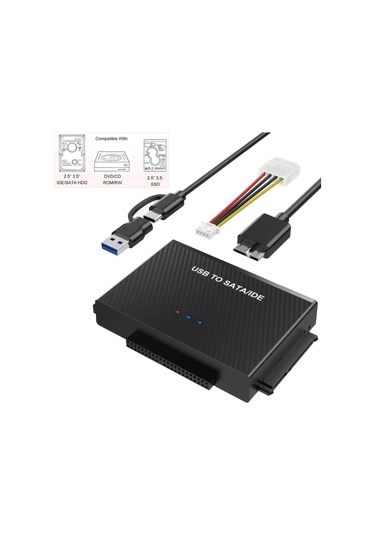 Elmpaly Usb 3.0 Sata Ide Adaptörü 2.5 3.5 Inch Ssd Dvd Cd Rom Çevirici Harici Disk