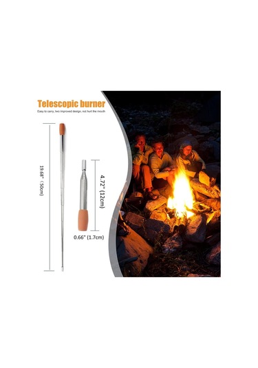 Yaleker 304 Paslanmaz Çelik Füme Borusu, Silikon Burnu, 8 Bölümlü Katlanabilir, 50cm Uzunluk, Kamp Ateşi Yokucu, Piknik Ve Doğa Seyahatleri İçin Gümüş