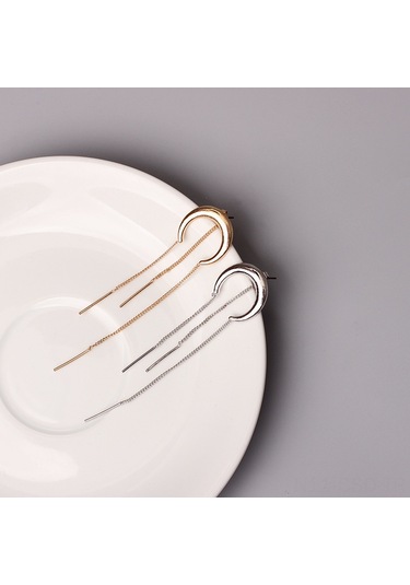 Samdoo Elegant Kadınlar İçin Aydıncı Yaylı Uzun Tüy Makyajlı Gümüş Altın Alloy Küpe - Moda Aksesuarı Diğer