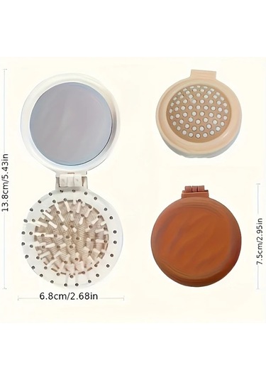 Chenkestoreone Kahve Rengi Katlanır Seyahat Tarağı Aynalı Kompakt Ve Hafif