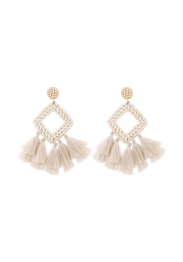 E2205-3 Tassel Prismatic Bamboo Vine Handmade Woven Earrings Bosomia Style Earrings Gümüş