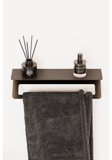 Zift Unique Mat Siyah Ömür Boyu Paslanmaz Çelik Havlu Askısı , Raflı Ve Yapışkanlı Havlu Tutacağı, Havluluk 30cm Diğer
