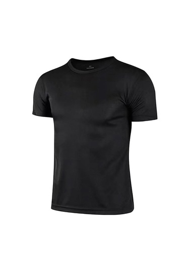 Siyah Spor Fitness T-shirt Erkek Yaz Örgü Serin Koşu Hafif Çabuk Kuruyan Kısa Kollu L-3xl