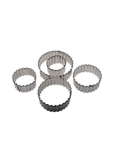 Kek Kurabiye Ve Pasta Kalıbı Paslanmaz Metal 5 Li Set Yuvarlak Tırtıklı Goldcakes