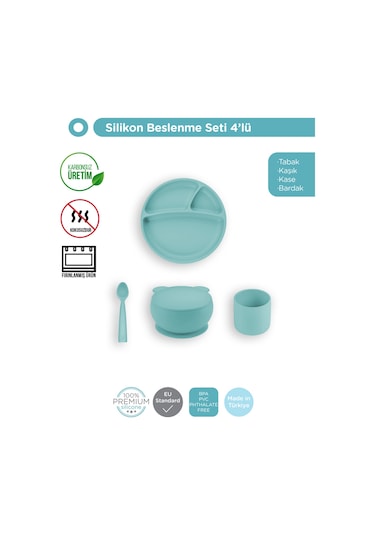 Aqua Green Dörtlü Set Tabak+bardak+kaşık+kapaklıkase