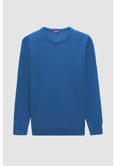 Ds Damat Regular Fit Mavi Pamuk Karışımlı Triko Kazak 5HF06ORT12004 Mavi