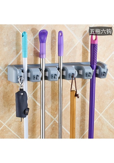 Teltree Pratik 5 Kancalı Süpürge Askısı - Banyo Ve Mutfak İçin Duvar Tipi Pp Plastik Organizatör Diğer