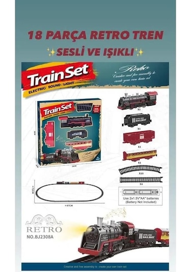 Bj2308a 18 Parça Sesli Işıklı Retro Tren-şim