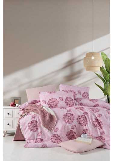 Lastikli Çarşaflı Tek Kişilik Nevresim Takımı Elegant Pink Mor Pembe