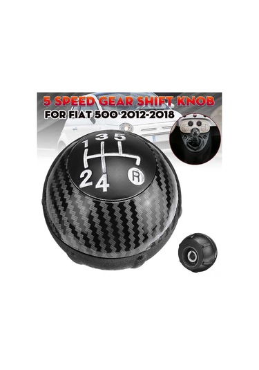 Tenfowee 2012-2018 Fiat 500 İçin Lüks Karbon Fiber 5 Vites Vites Topuzu - Kolay Montaj, Direkt Yedek Parça