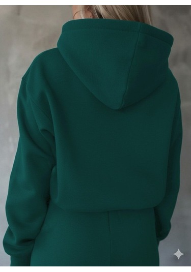 Tua Moda Kadın Uzun Kollu Nope Baskılı Beli Ribanalı Ikili Takım Yeşil