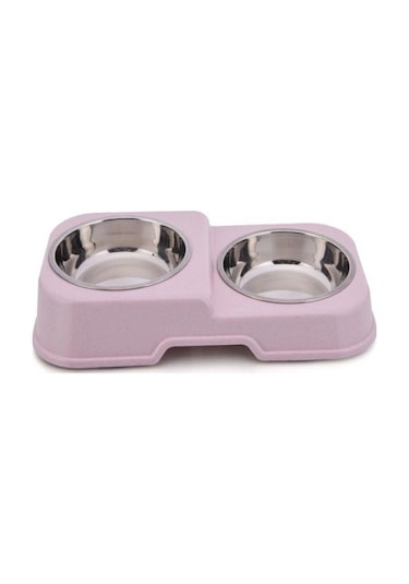 Nunbell İkili Oval 35 CM Çelik Kedi Mama Kabı Çok Renkli