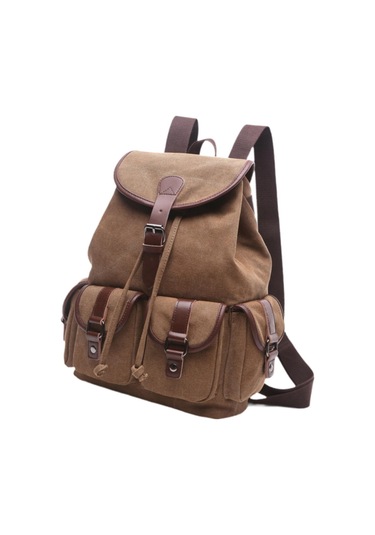 Suntek Kanvas Sırt Çantası Okul Yürüyüş Satchel Çanta Kahve Rengi Kahverengi