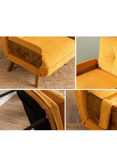 Pafu Cosmo Tekli Katlanır Yataklı Koltuk - Bohem Hardal Hardal