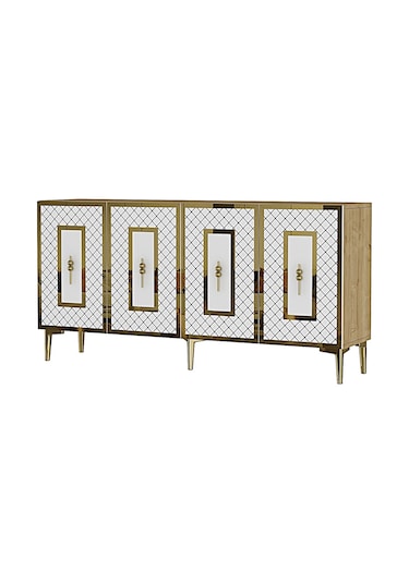 Ka1510dbg Puma Konsol, Tv Sehpası Safirmeşe-beyaz-gold 150cm Safirmeşe-beyaz-gold