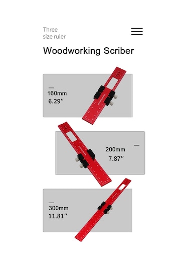 Reedark Hafif Ve Dayanıklı Alüminyum Ahşap Ölçüm Cetveli - Metrik Ve İnç Ölçekli Marangoz Aleti