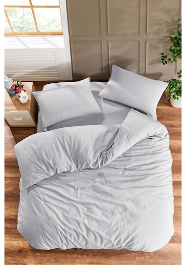 Çarşafı Lastikli 120lik Yataklar İçin Düz Renk Nevresim Takımı Gri