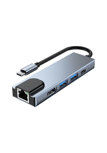 Maiyame Usb-c 5-in-1 Genişletme Dökümü - Hdmı 4k, Usb3.0, Usb2.0, Rj45 Ethernet, 87w Pd Şarj - Uzay Gri