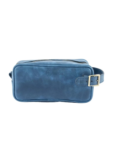 Twingold İsme Özel Dopp Kit Kişisel Bakım Ve Seyahat Çantası - %100 Rainbow Deri - Ac14004 - Saks Mavisi Saks Mavisi