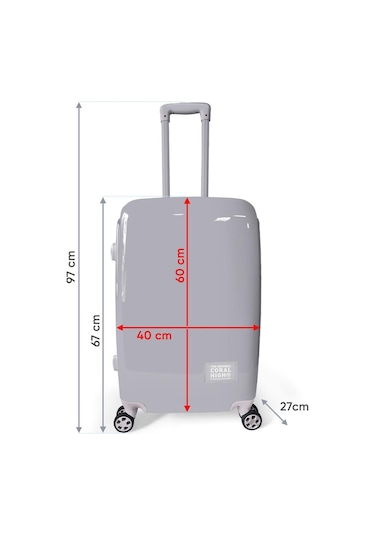 Coral High Renkli Desenli Pc Orta Boy Valiz 60cm 16812 Bej