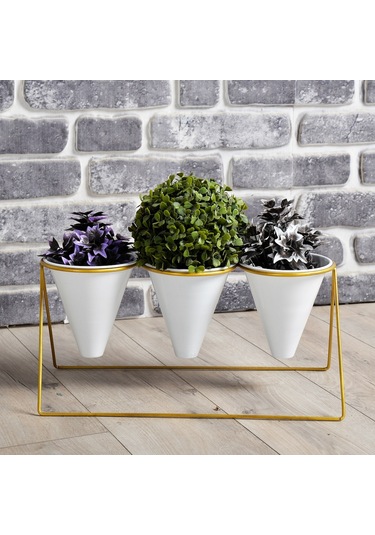 Fullreyon Vıpclass 3 Saksılı Metal Çiçek Standı - Saksılar Dahil - Vgb Diğer