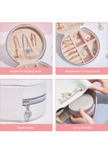Gajeena Şık Pu Deri Takı Kutusu: Taşınabilir Ve Geniş Kapasiteli Takı Organizasyonu Pembe